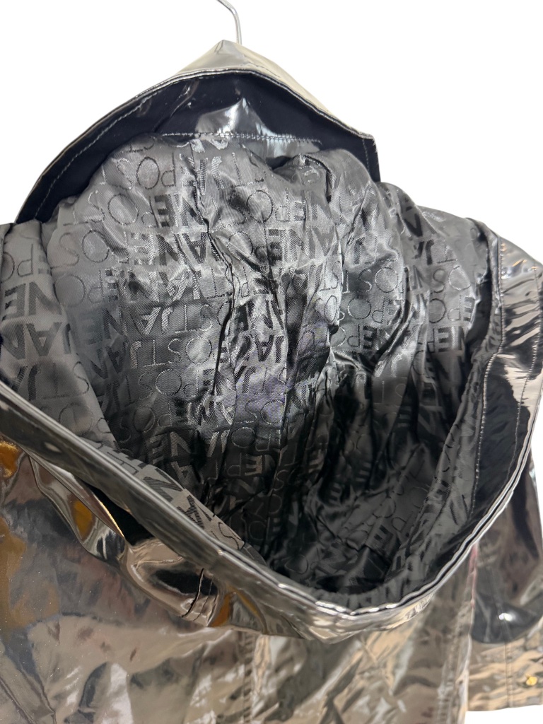 Nwt Janepost Glossy Patent Raincoat Detachable Hood Black Size Xs $395 — image 7 of 8